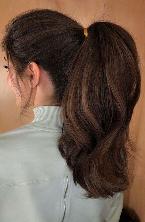 Ponytail Hairstyle Ideas, Ponytail Scrunchie, Long Ponytail Hairstyles, Stylish Ponytail, Pony Hairstyles, Long Ponytail, Black Ponytail, Elegant Ponytail, Long Hairstyle Ideas