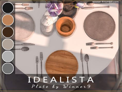 Sims 4 Cc Kitchen Plates, Sims 4 Cc Plate Set, Sims 4 Cc Everyday Clutter, Sims 4 Plates Cc, Sims 4 Placemats, Sims Car, Wedding Plate Setting, Sims 4 Cc Furniture Living Rooms, Sims 4 Kitchen