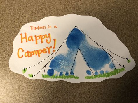 Tent Craft, Camping Crafts For Kids, Infant Classroom, Footprint Crafts, Baby Art Projects, Toddler Arts And Crafts, Footprint Art, Handprint Crafts, Daycare Crafts