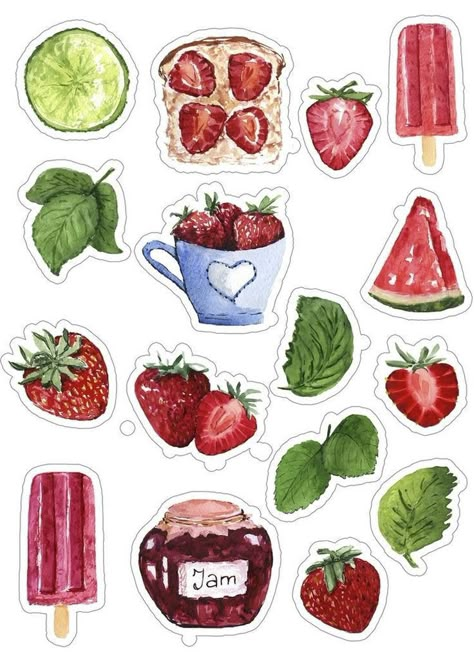 Journaling Printables Stickers, Bujo Printables Stickers, Bullet Journal Sticker, Stickers Food, Bujo Stickers, Food Sticker, Desain Buklet, Scrapbook Printing, Stickers Journal