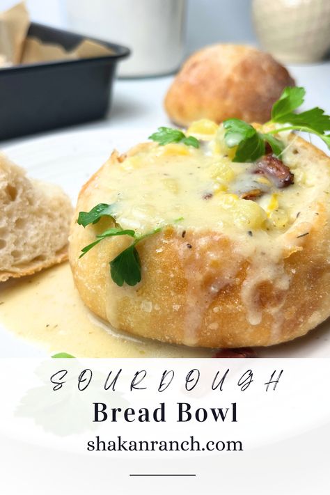 Sourdough Bread Bowls, High Protein Flour, Bread Lame, Favorite Soups, Homemade Sourdough Bread, Homemade Sourdough, Wild Yeast, Parchment Paper Baking, Soups Stews