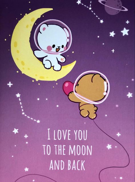 Good Night Drawing Cute, Milky Mocha Bear Wallpaper, Love Bears Cartoon, Milky And Mocha Bears, I Love You To The Moon And Back, Love You To The Moon And Back, Milk And Mocha Wallpaper, Cute Bear Couple, Milk Mocha Bear