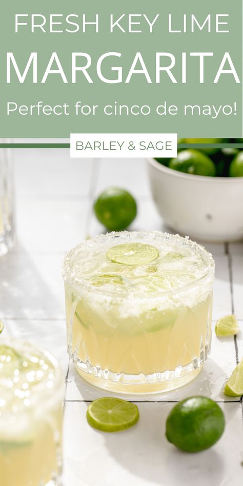 Key Lime Margarita Recipe, Key Lime Margarita, Lime Margarita Recipe, Key Lime Recipes, Simple Syrup Cocktails, Key Limes, Pool Drinks, Lime Drinks, Lake House Food