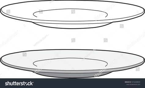 How To Draw A Plate, Plate Drawing Sketch, Plate Drawing Ideas, Out Line Drawing, Plate Sketch, Dish Drawing, Plate Reference, Dishes Drawing, Food Drawing Easy