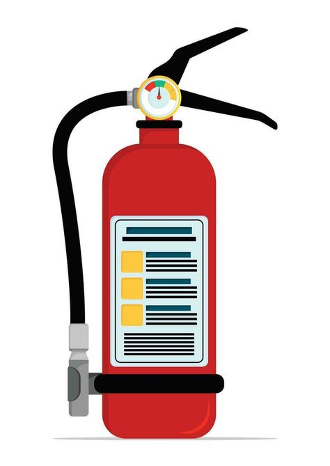 Fire Extinguisher in Flat Design. Emergency Response Equipment Vector Illustration Isolated on White Background Fire Extinguisher Illustration, Fire Safety Tips, Vector Character Design, Emergency Response, Background Background, Vector Character, Fire Safety, Background White, Fire Extinguisher