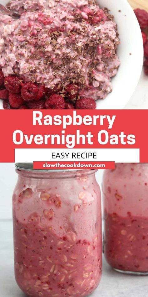 Sweet and tangy, these raspberry overnight oats are one delicious and healthy make ahead breakfast. They take minutes to prep and are perfect to grab and go on busy mornings. Raspberry Overnight Oats, Vanilla Overnight Oats, Overnight Oats Recipe Easy, Oats Recipes Breakfast, Pumpkin Overnight Oats, Overnight Oats With Yogurt, Healthy Make Ahead Breakfast, Raspberry Oatmeal, Overnight Recipes