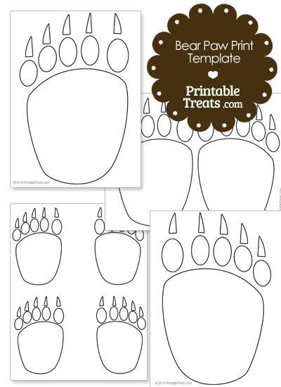 Bear Paw Prints Printable, Printable Bear Template, Black Bear Craft, Bear Activities For Kids, Polar Bear Paw Print, Kids Printable Crafts, Bear Crafts Preschool, Polar Bear Paw, Cub Scouts Bear