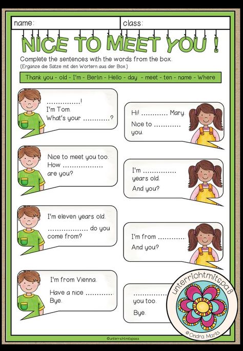 Conversation Worksheets English, Dialogue Worksheet, English Primary School, English Conversation For Kids, Oppgaver For Barn, Teach English To Kids, Primary English, English Teaching Materials, English Activities For Kids