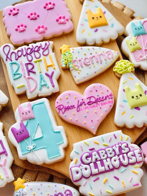 Custom decorated cookies Gabbys Dollhouse Decorated Cookies, Gabby’s Dollhouse Cookies Decorated, Gabby Cat Cookies, Gabby And The Doll House Party, Gabbys Dollhouse Birthday Cookies, Gabby Dollhouse Cookies Decorated, Gabby Party Ideas, Gabby Dollhouse Cookies, Gabby Birthday