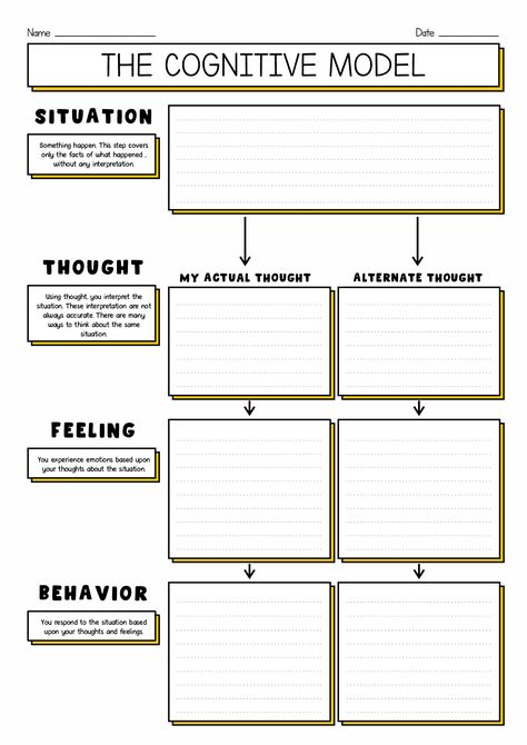 Cognitive Behavioral Therapy Worksheets Cognitive Therapy Worksheets, Cbt Thought Record, Counselling Tools Therapy Ideas, Cognitive Distortions For Kids, Cognitive Distortions Activities, Rebt Therapy Worksheets, Cbt Therapy Techniques Worksheets, Act Worksheets Therapy, Cbt For Teens