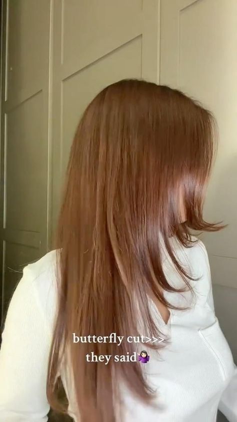 Inward Layers Haircut, Butterfly Haircut Flat Hair, Butterfly Layer Haircut Long Hair, Simple Hair Layers, Butterfly Haircut Straight Hair Asian, Butterfly Haircut Long Hair Unstyled, Butterfly Layers Straight Hair, Hair Cuts For Long Hair Butterfly, Haircut For Long And Straight Hair