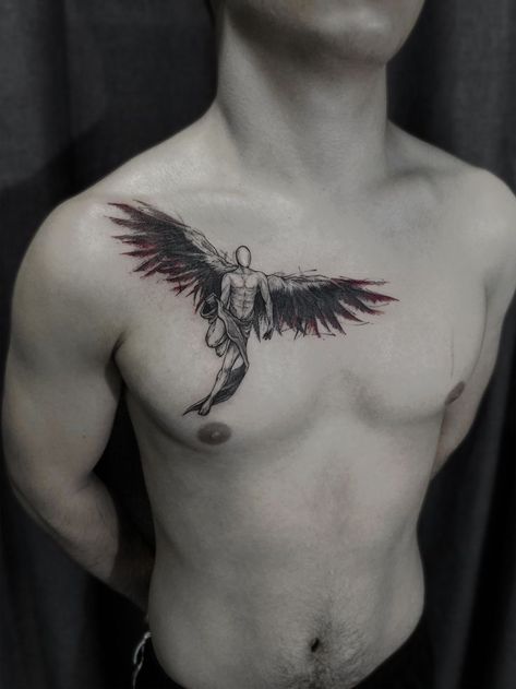 Falling Angel Tattoo, Angle Tattoo For Men, Angel Tattoo Ideas, Angle Tattoo, Falling Angel, Fallen Angel Tattoo, Masculine Tattoos, Timeless Tattoo, Tattoo Dotwork