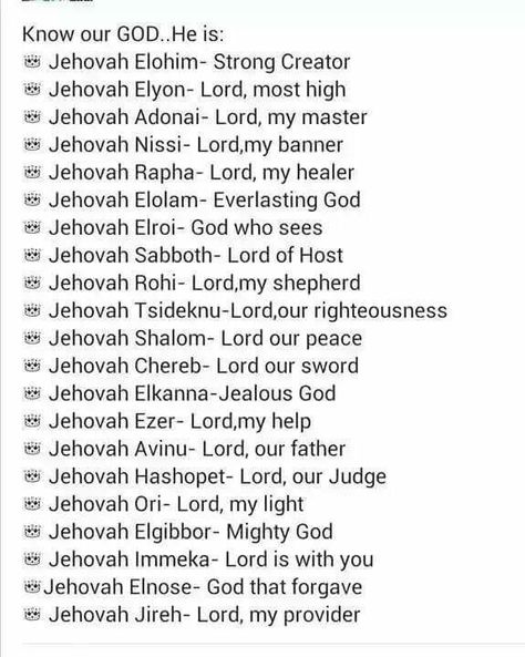 Names for Jehovah God Names, Worshipping God, Jehovah Names, Attributes Of God, Alien Face, Abba Father, Scripture Memory, Bible Study Lessons, Bible History