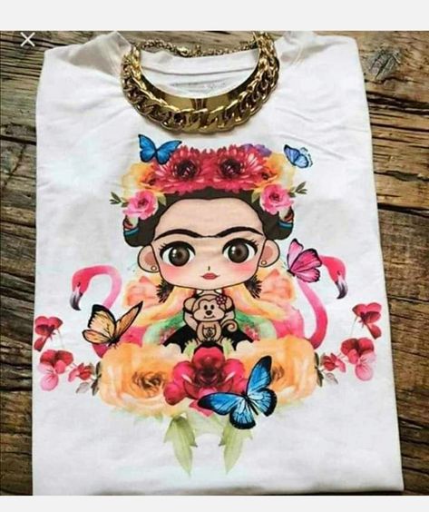 Frida Kahlo Outfit, Frida Kahlo Flowers, Short Sleeve White Blouse, Frida Kahlo Paintings, Kahlo Paintings, White Short Sleeve Blouse, Tshirt Outfits, White Blouse, T Shirt Print