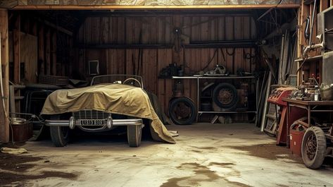 StockCake An old, classic car sits under a dust cover in a rustic, wooden barn garage. Car Sit, Wooden Barn, Barn Garage, Car Storage, Car Covers, Dust Cover, Vintage Car, Classic Car, Vintage Cars