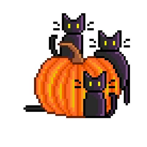 Pixel Art Halloween, Pumpkin Cats, Pixel Kawaii, Piskel Art, Pixel Characters, 8bit Art, Cool Pixel Art, Pixel Drawing, Pixel Art Characters