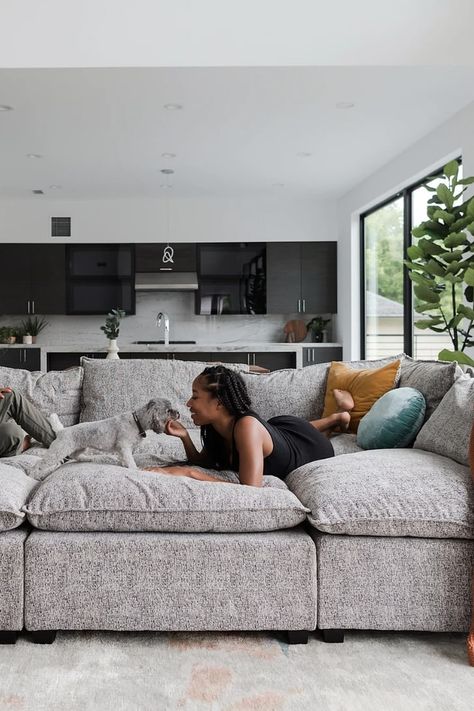 Washable Modular Sofa, Modular Sofa Living Room Small Spaces, Grey Modular Sofa, Comfy Sofa Living Rooms, Couches Living Room Comfy, Sectional Sofa Comfy, Most Comfortable Couch, Comfy Sectional, Couches Living