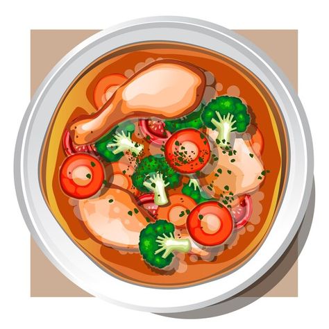 Soup Drawing Food Illustrations, Meal Drawing, Soup Drawing, Dish Illustration, Soup Illustration, Soup Carrot, Soup Art, Sup Ayam, Cooking Icon