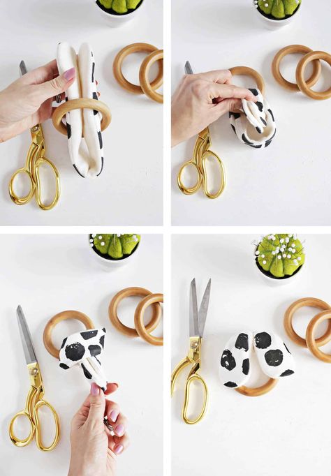 Wooden Ring Crinkle Teether DIY - A Beautiful Mess Diy Teethers, Craft Rings, Baby Toys Diy, Diy Bebe, A Beautiful Mess, Wooden Craft, Baby Sewing Projects, Teething Ring, Baby Projects