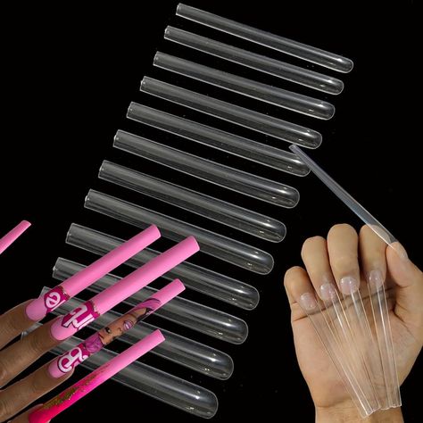 Amazon.com: HWHUNO 5XL Extra Long Square Full Cover Nail Tips No Curved,3.9" Tapered Straight Square Nail Tips for Nails Salon Home DIY Professional,False Nails Press on Nail Tips Clear, 240Pcs(12Size) : Beauty & Personal Care 5xl Nails, Tips For Nails, Square Nail Tips, Full Cover Nail Tips, Long Nail Art, Clear Acrylic Nails, Acrylic Tips, Square Nail, Nagel Tips