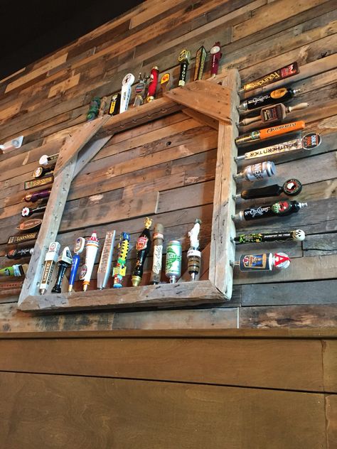 Beer Tap Handle Display Diy, Beer Tap Display, Beer Tap Handle Display, Beer Tap Handles Display, Tap Handle Display, Bar Makeover, Petoskey Michigan, Beer Tap Handles, Beer Tap