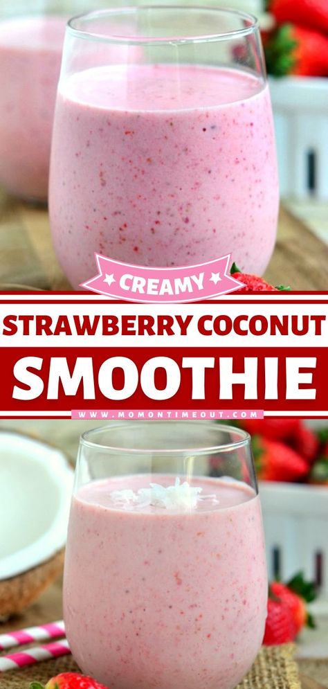 Coconut Water Smoothie, Coconut Milk Smoothie, Sweet Smoothies, Coconut Smoothie, Smoothie Drink Recipes, School Snack, Easy Smoothie Recipes, 140 Pounds, Strawberry Smoothie