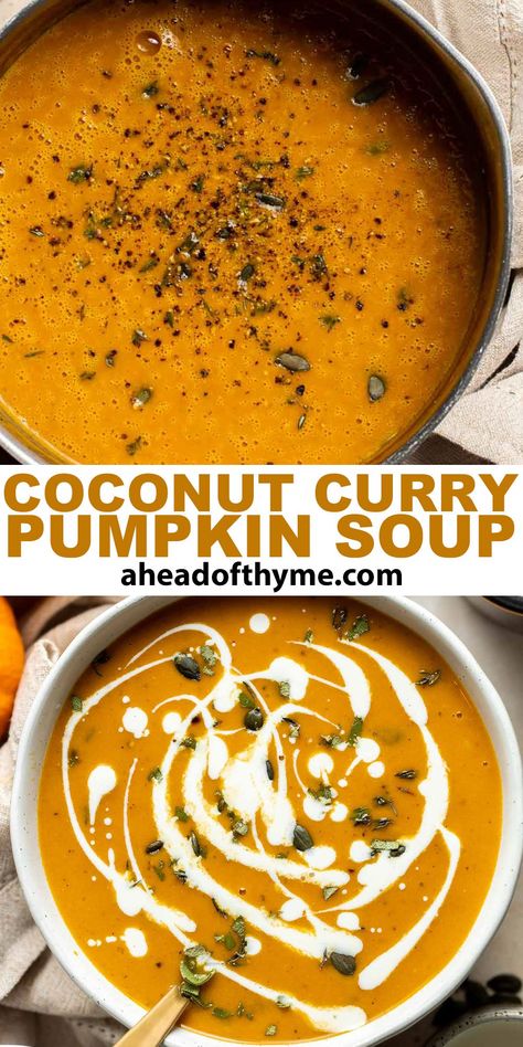 Curried Pumpkin Soup Recipe, Coconut Curry Pumpkin Soup, Curry Pumpkin, Pumpkin Coconut, Coconut Curry Soup, Diy Easy Recipes, Pumpkin Soup Recipe, Fall Soup Recipes, Curry Soup