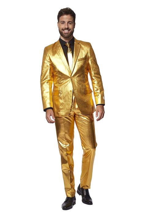 PRICES MAY VARY. 100% Polyester Imported Button closure Machine Wash METALLIC PARTY SUIT: Show you are worth your weight in gold. No matter the occasion, let's go all out with this statement suit and be the life of the party. CHECK YOUR SIZE: Our suits are outstanding in any situation, so make sure to measure yourself! You don’t want to ruin the party with a small suit, do you? Check the measure guide within the images and make sure you receive a size that suits you! The Suit fitting is Slim Fit Golden Suit Men, Gold Suits For Men, Gold Suit Men, Crazy Suits, Yellow Suits, Golden Suit, Christmas Party Costume, Suit With Jacket, Holiday Suits