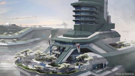 Modern Factory Design, Platform House, Sci Fi Building, Sci Fi Architecture, Futuristic Building, Modern Factory, Sci Fi City, Sci Fi Environment, Gas Giant