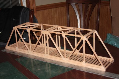 Bridge Design Ideas, Truss Bridge Design, Truss Bridge Popsicle Sticks, Truss Bridge Model, Bridge Structure Architecture, Beam Bridge, Steel Bridge Structure, N Scale Train Layout, Trestle Bridge