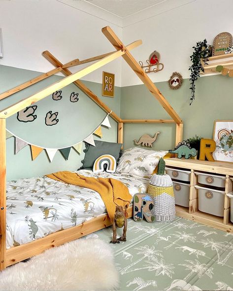 Toddler Dinosaur Room, Toddler Boy Bedroom Ideas, Toddler Boy Bedroom, Boy Bedroom Ideas, Boys Bedroom Ideas, Dinosaur Bedding, Toddler Boy Room Decor, Dinosaur Bedroom, Boy Toddler Bedroom