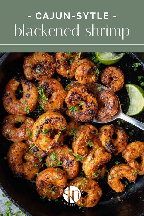 Quick and easy blackened shrimp! Made in one pan, this Cajun shrimp recipe works well on its own, in tacos, in pasta, or on top of salad. Easy One Pan Meals, Cajun Shrimp Recipe, Kay Nutrition, Recipe For Fish, Shrimp Coconut, Boiled Shrimp, Louisiana Dishes, Shrimp And Pasta, Cajun Shrimp Recipes