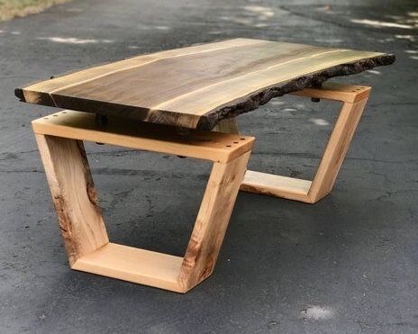 Kursi Outdoor, Maple Coffee, Slab Coffee Table, Kursi Bar, Wood Table Design, Coffee Table Black, Live Edge Furniture, Live Edge Coffee Table, Diy Holz