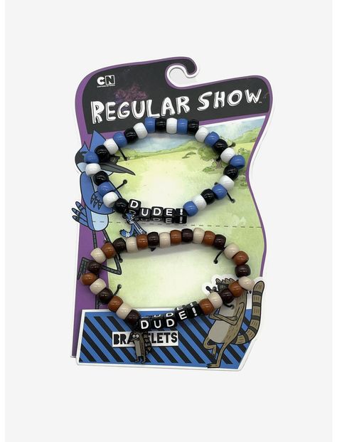 Matching Anime Bracelets, Things To Put On A Bracelet, Character Themed Bracelets, Summer Camp Bracelets, Mordecai And Rigby Costumes, Gravity Falls Bracelet, Emo Friendship Bracelets, Cute Bracelets Ideas, Matching Kandi Bracelets