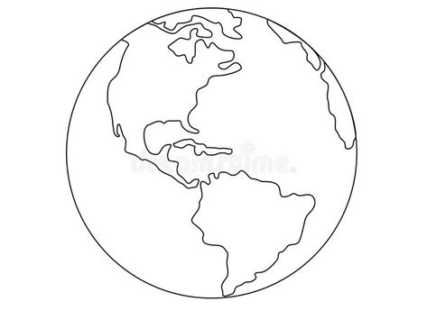 Planet Earth, globe vector linear picture. Outline. North and South America. Central America. The Atlantic Ocean and the Pacific O stock illustration World Pictures Earth, Globe Outline Tattoo, Earth Outline Drawing, Earth Outline Tattoo, Earth Pictures Drawing, Earth Line Drawing, Planet Earth Tattoo, Planet Earth Drawing, Earth Tattoo Design