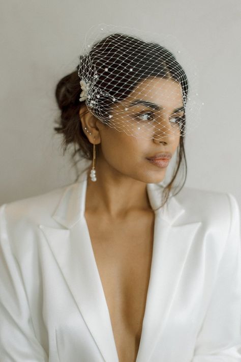 Accessories — Shop — The Fall Bride Birdcage Veil Hairstyle, Blessed Marriage, Small Veil, Daisy Beads, Bridal Birdcage Veils, Bridal Hair Down, Wedding Birdcage, Veil Headpiece, Autumn Bride