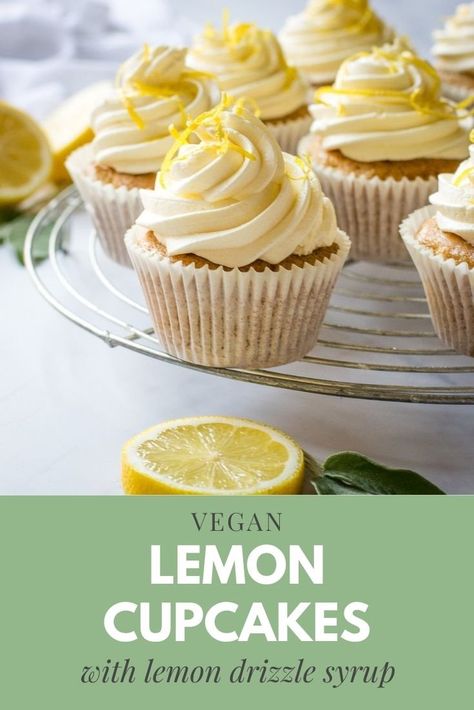 Vegan Lemon Cupcakes Lemon Recipes Vegan, Vegan Lemon Cupcakes, Lemon Drizzle Cupcakes, Vegan Lemon Drizzle Cake, Gluten Free Lemon Cupcakes, Cupcake Recipes Uk, Vegan Gluten Free Cupcakes, Vegan Cupcake Recipes, Lemon Cupcake Recipe