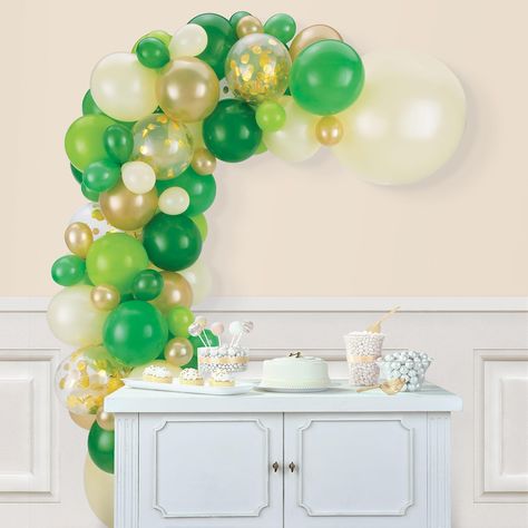 Natural Latex Balloon Garland Kit - Greens, Gold & White Balloon Tassel, Safari Decorations, Diy Balloon Decorations, Balloon Shop, Balloon Delivery, Balloon Pump, Party Kits, Sports Themed Party, White Balloons