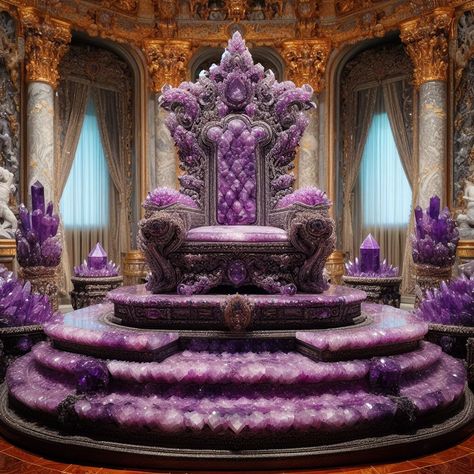 Purple Royalty Aesthetic, Bright Architecture, Saint Monica, Purple Palace, Egyptian Royalty, Castle House Design, St Monica, Royal Furniture, Crystal Bath