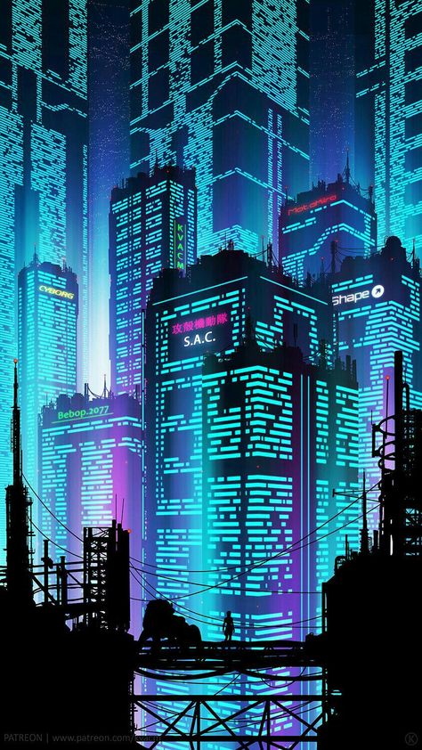 Ville Cyberpunk, Abstract Cityscape, Art Cyberpunk, Neon City, Vaporwave Wallpaper, Neon Noir, Wallpaper Retro, New Retro Wave, Port City