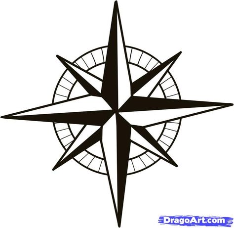 nautical compass pattern | how to draw a compass, compass rose step 5 Tin Punch, Simple Compass, Compass Drawing, Nautical Star, Mariners Compass, Nautical Compass, Sketch Tattoo Design, A Compass, Compass Rose