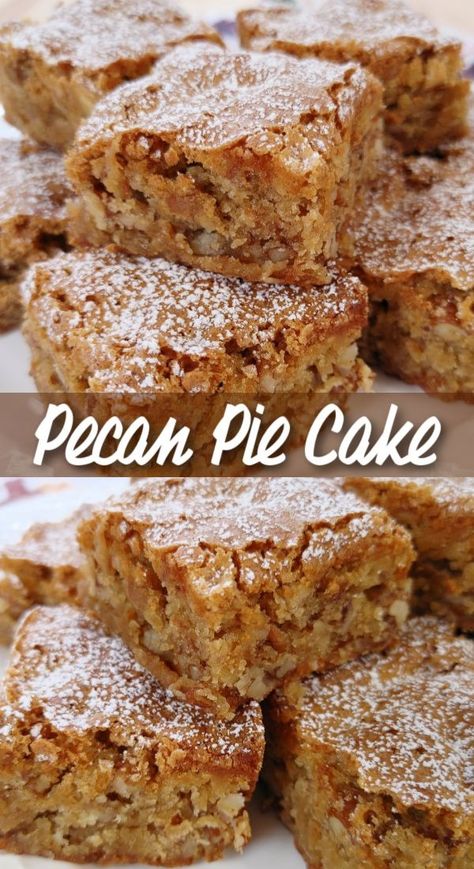 Pecan Pie Cake Recipe, Pecan Desserts Recipes, Pecan Pie Bars Easy, Pecan Desserts, Pecan Pie Easy, Cake Roll Recipes, Pecan Cake, Sheet Cake Recipes, Pecan Recipes