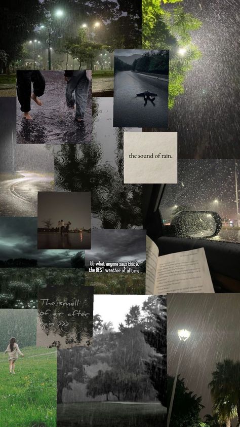 Pluviophile Aesthetic, Rain Collage, Aesthetic Rain, Laptop Wallpaper Desktop Wallpapers, Sound Of Rain, Love Me Like, Dancing In The Rain, Laptop Wallpaper, Night Skies