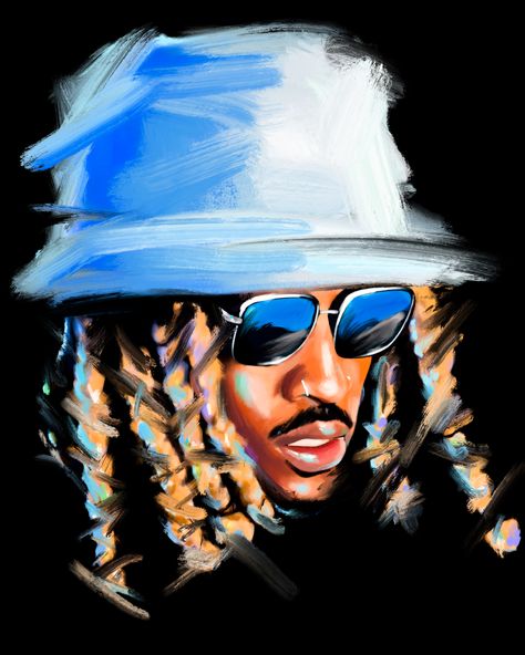 Future Rapper Cartoon Art, Future Rapper Painting, Cartoon Rappers Art, Rapper Paintings, Canvas Painting Patterns, Future Rapper, Tupac Art, Rapper Art, Canvas Art Projects