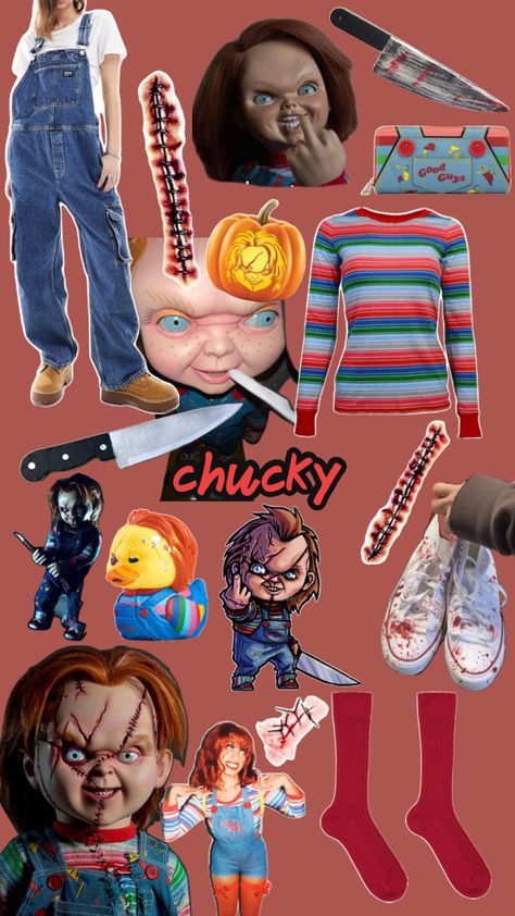 chucky, halloween, costume, scary, doll, inspo, ideas Chucky Halloween Costume, Halloween Costume Scary, Chucky Halloween, Matching Halloween Costumes, Scary Doll, Matching Halloween, Haunted House, A Good Man, Halloween Costume