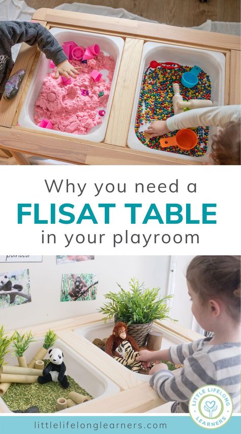 Sensory Flisat Table, Trofast Table Activities, Ikea Messy Play Table, Build A Sensory Table, Sensory Tables Diy, Ikea Trofast Sensory Table, Ikea Sensory Bin Table Ideas, Ikea Kids Activity Table, Diy Sensory Table Activities