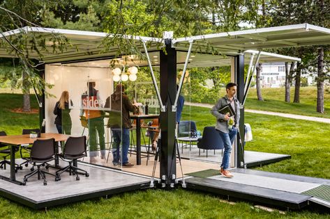 Outdoor Meeting Space, Garden Office Ideas, Coworking Space Design, Public Space Design, Outdoor Park, Outdoor Office, Casa Container, Community Space, Collaboration Space