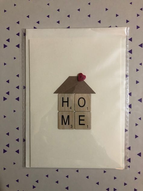 Scrabble Cards, Scrabble Letter Crafts, Scrabble Tile Crafts, Scrabble Crafts, Handmade Presents, Diy Pop Up Cards, House Cards, Cricut Inspiration, Rubber Stamping Cards