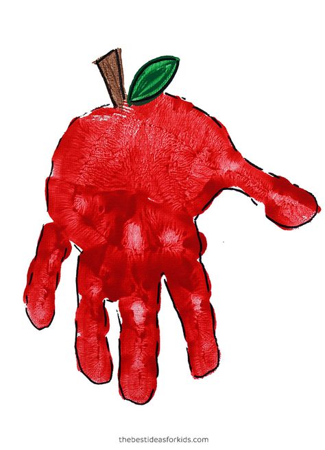 Apple Projects For Kids, Color Red Activities For Preschool, Apple Handprint, Handprint Alphabet, Handprint Calendar, Speech Crafts, Apple Lessons, September Art, September Crafts