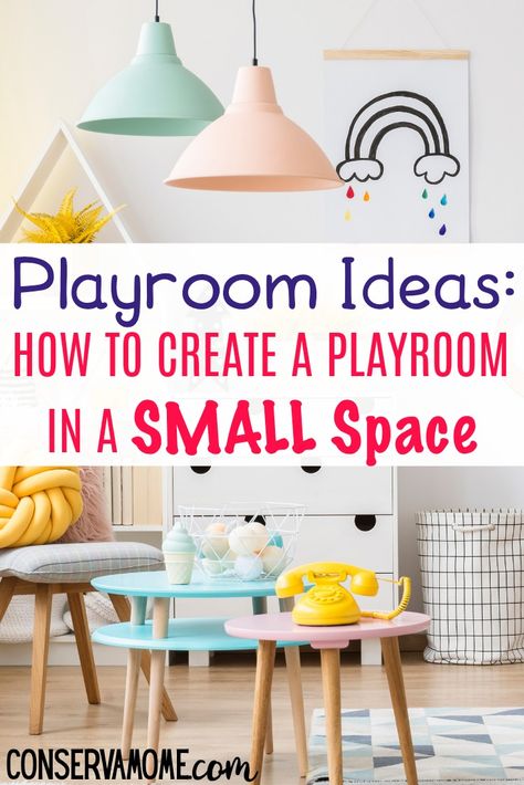 Just because you live in a small space doesn’t mean you can’t make the best use of your rooms when it comes to kids. Check out some easy ways to help create a playroom in a small space. These playroom ideas will help you come up with some fun spaces for your kids! #playroomideas #parentinghacks #smallspaceliving Bedroom Playroom Combo Small Spaces, Small Playroom Layout Ideas, Best Colors For Playroom, Small House Playroom Ideas, Playroom Ideas For Small Spaces, Grandma Playroom Ideas, Apartment Playroom Small Spaces, Playroom Organization Small Space, Realistic Playroom Ideas